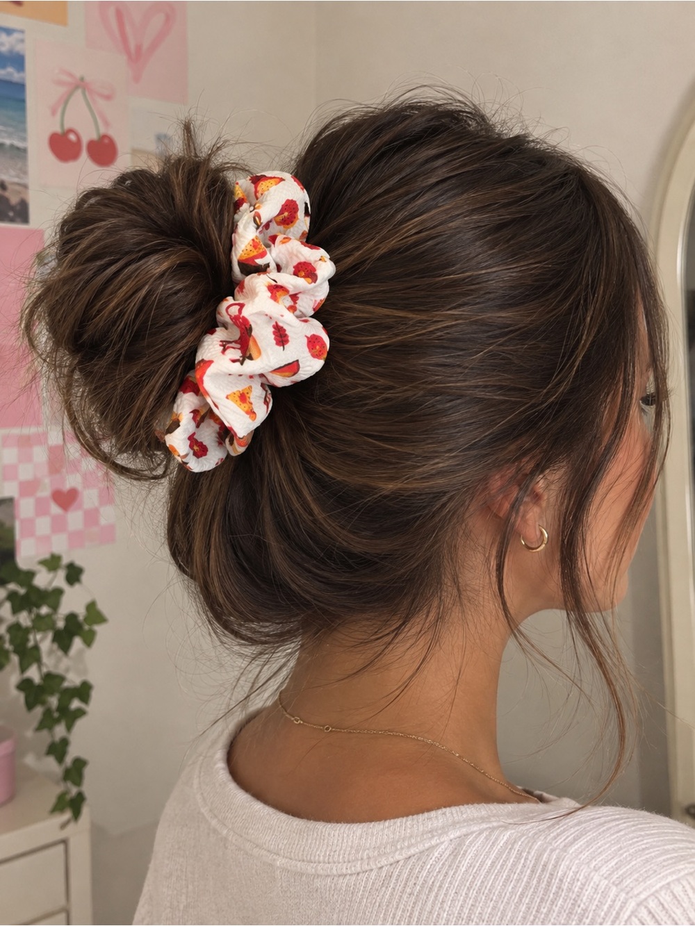 Fall pattern hand made scrunchie